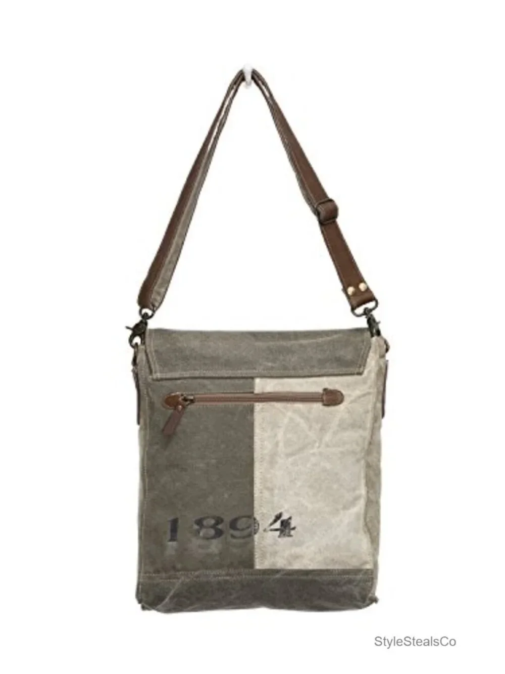 Upcycled Canvas Messenger Bag with Adjustable Strap